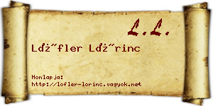 Löfler Lőrinc névjegykártya