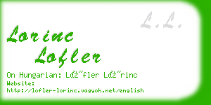 lorinc lofler business card
